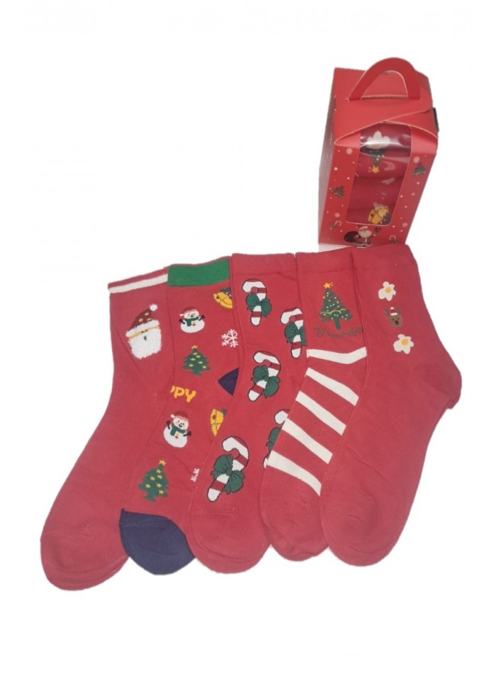 Set de 5 sosete haioase cu motive de Craciun